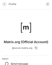 A screenshot of the account view of an account in Element web. The identifier is @server:matrix.org